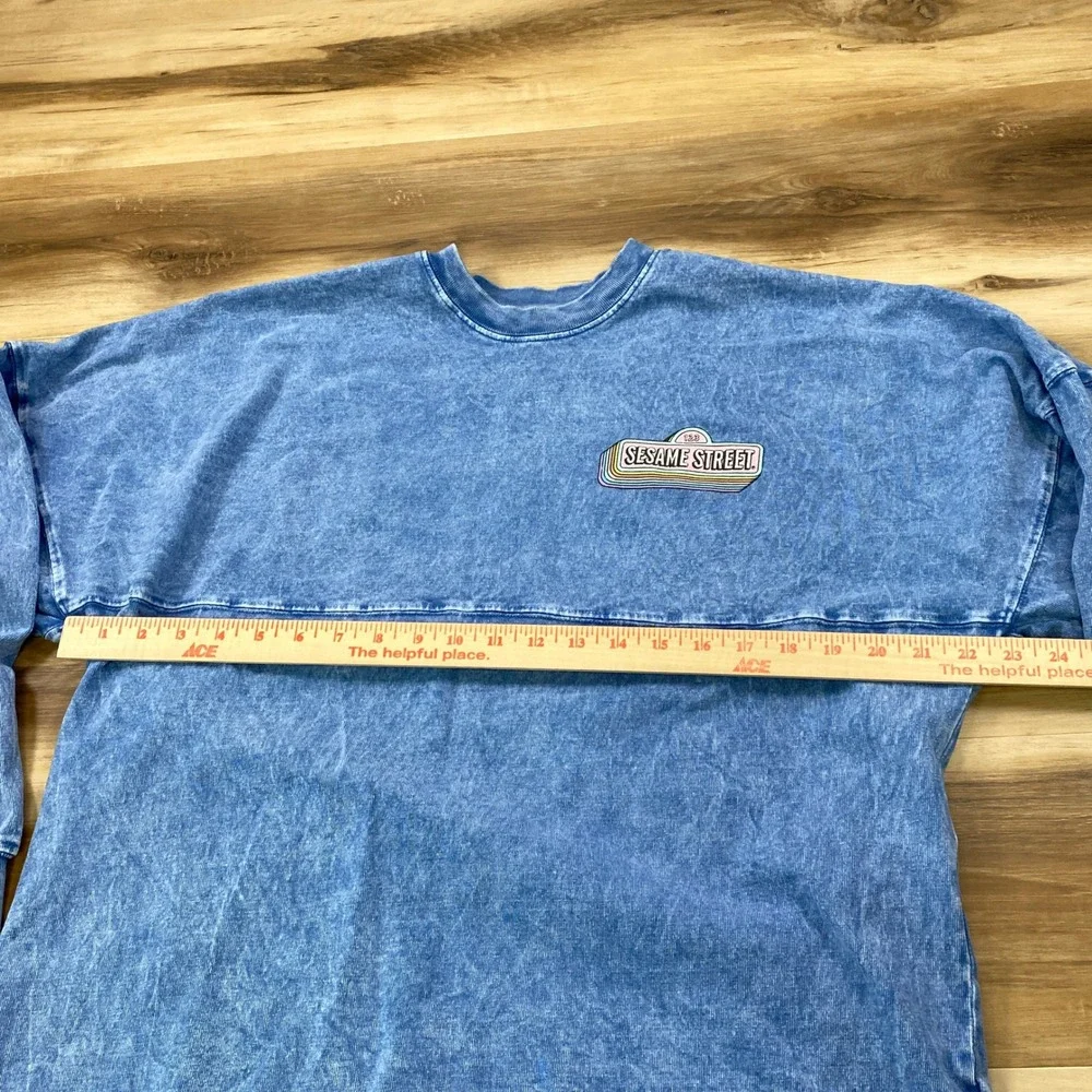 Sesame Street Spirit Jersey Women Medium Retro Acid Wash Cotton Oversized Blue - Picture 7 of 8